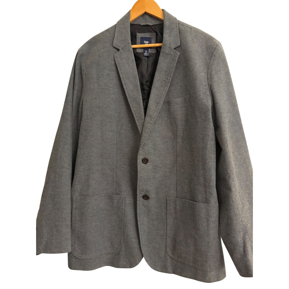 Gap Grey Heathered Two-Button Blazer Sport Coat Jacket Large Casual University